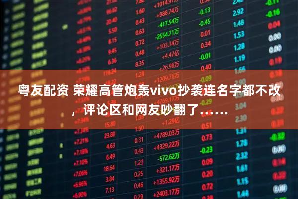 粤友配资 荣耀高管炮轰vivo抄袭连名字都不改，评论区和网友吵翻了……