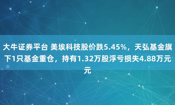 大牛证券平台 美埃科技股价跌5.45%，天弘基金旗下1只基金重仓，持有1.32万股浮亏损失4.88万元